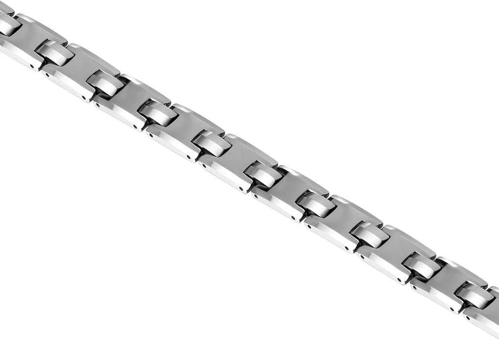 Urban Jewelry Men’s Tungsten Carbide Link Bracelet Collection – 8.3–8.5" Length, 10 mm Heavy Chain, Cross, Track, Box & Wheat Styles, Scratch & Tarnish Resistant, Secure Snap‑Lock, Gift Box