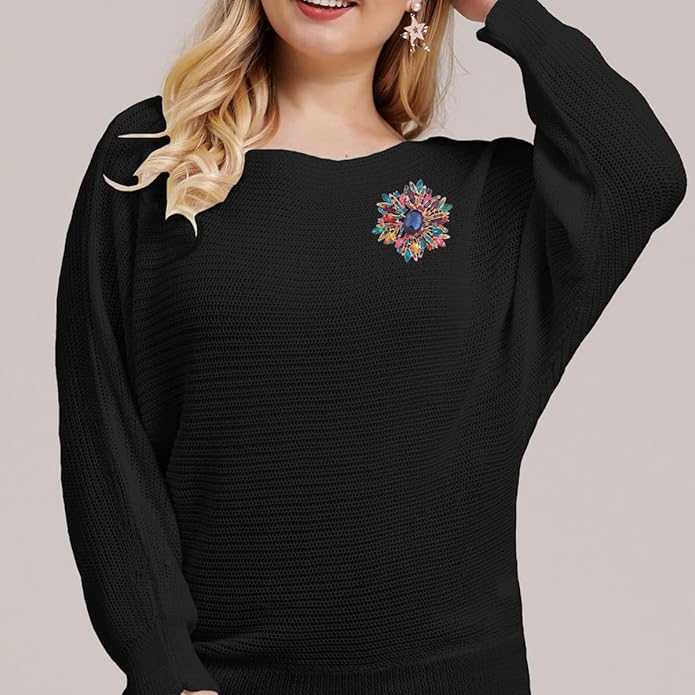 YOQUCOL Sunflower Shape Crystal Big Large Heavy Brooch Pin Rhinestone Scarf Decoration Corsage Cloth Pin for Women Girls