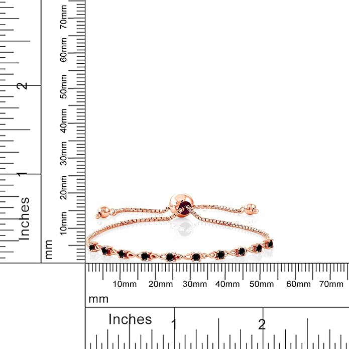 Gem Stone King Round Gemstone Birthstone Tennis Bracelet For Women | 925 Sterling Silver | 2.5MM Round | Fits Up To 9 Inch Wrist | Adjustable Bolo Bracelet For Women | Easy-On Easy-Off