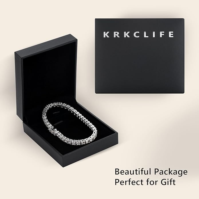 KRKCLIFE Tennis Bracelets for Women Men, 14K Gold Plated Hypoallergenic Classic Round AAAAA Cubic Zirconia, 3/4/5mm Width, Elegant Jewelry Anniversary Birthday Gifts for Her Him Wife Mom 6.5-8 Inch