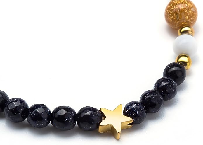 Fesciory Women Solar System Bracelet Universe Galaxy The Eight Planets Guardian Star Natural Stone Beads Bracelet Bangle Gifts