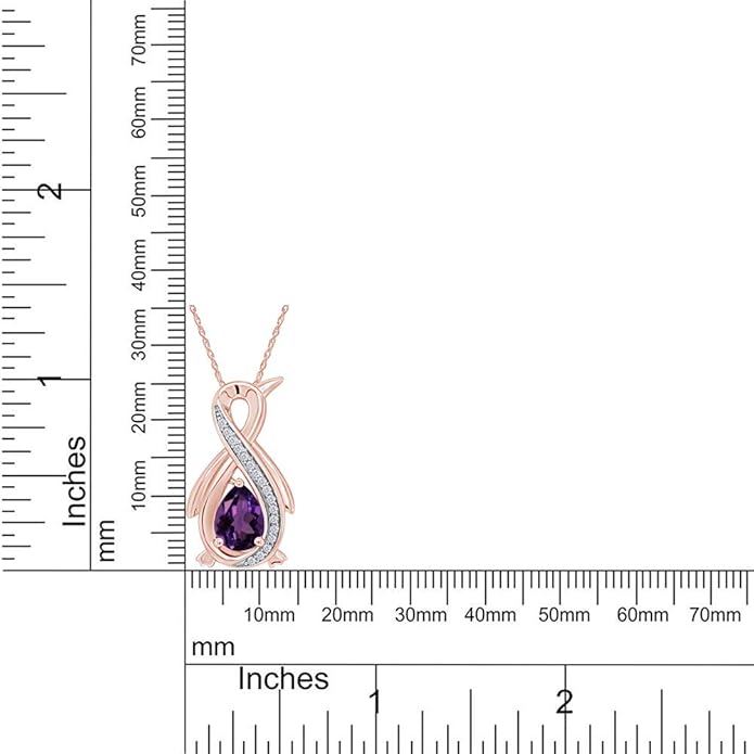 Infinity Penguin Pendant Necklace for Women, 14K Gold Over Sterling Silver with Pear & Round Cut Simulated Birthstone & White Diamond Accents, Dainty Animal Jewelry Gift with 18" Chain