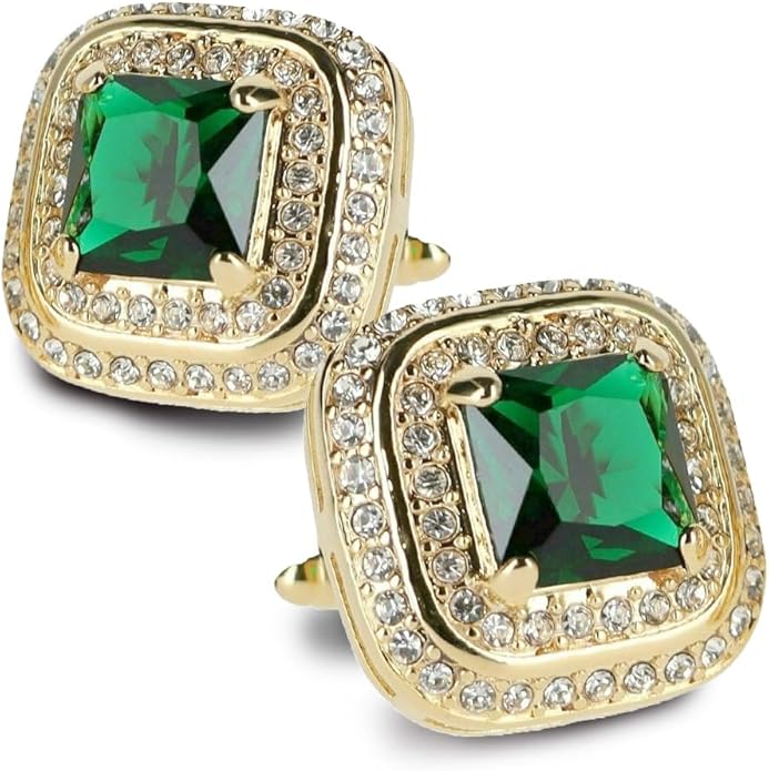 Vittorio Vico Square Colored Crystal Double Diamond Set Cufflinks