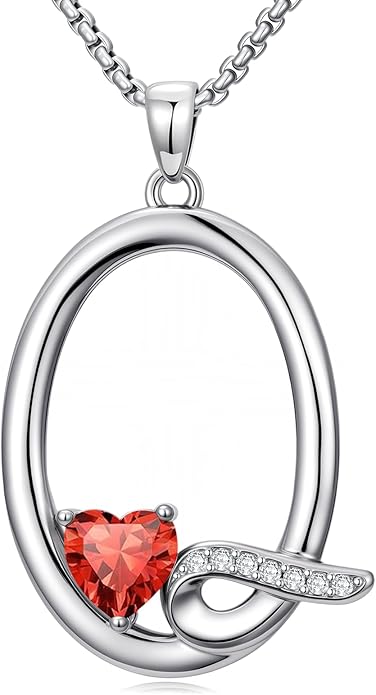 Christmas Gifts for Women Alphabet A to Z Initial Birthstone Pendant Necklaces for Women - 18k White Gold Plated Personalized Name Jewelry Valentine Mothers Day Birthday Gifts for Women Her Girlfriend