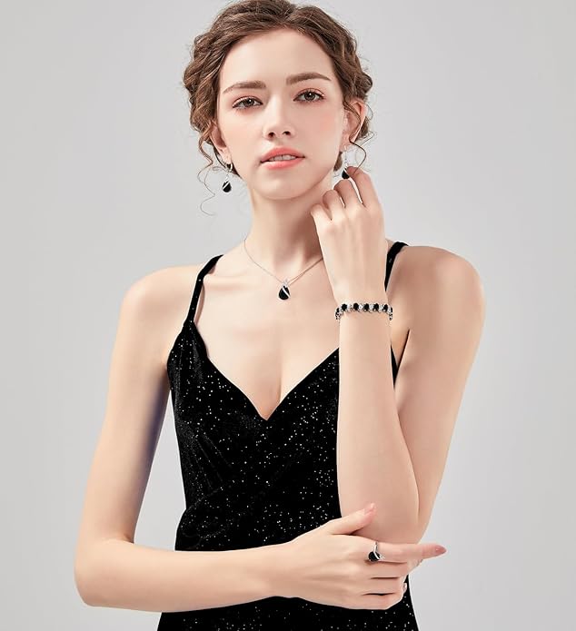 ZCGJWE Wedding Jewelry Set for Women Gem Necklace Earrings Bracelet Luxury Jewelry Set Birthday Valentine's Day Mother's Day Christmas Prom Jewelry Gift