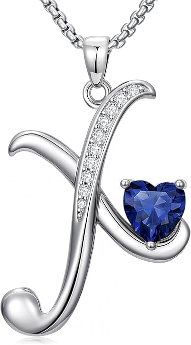 Christmas Gifts for Women Alphabet A to Z Initial Birthstone Pendant Necklaces for Women - 18k White Gold Plated Personalized Name Jewelry Valentine Mothers Day Birthday Gifts for Women Her Girlfriend