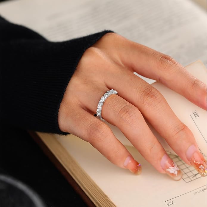 Engagement Rings for Women, 925 Sterling Silver Rings Moissanite Wedding Bands for Women, Promise Rings Gift Packed for Her Size 3-10