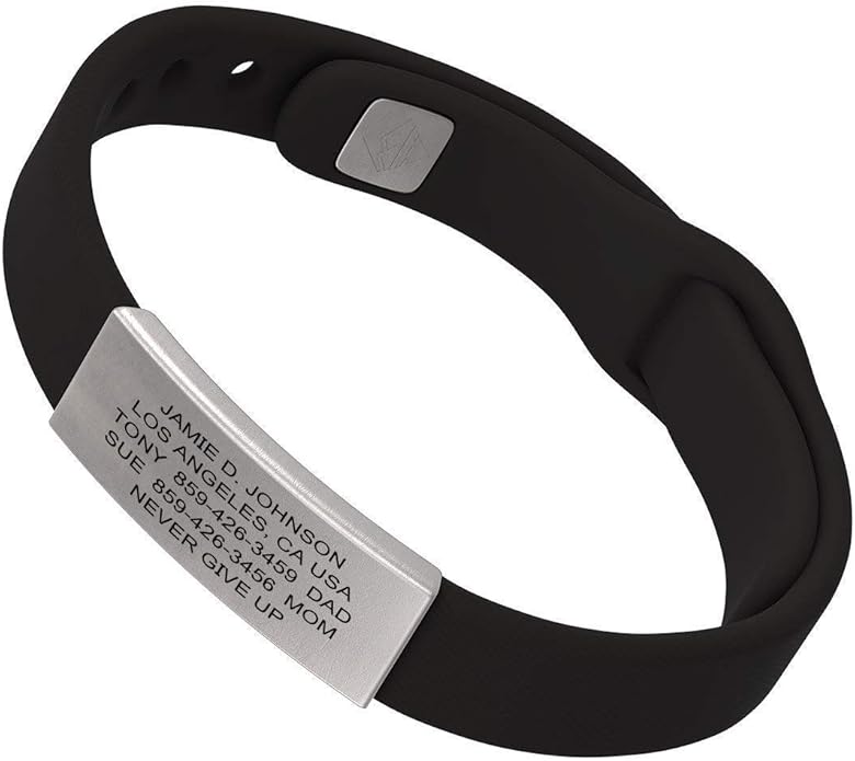 ROAD iD - Official ID Bracelet - The Wrist ID Elite - Silicone Pin-Tuck - for Athletes