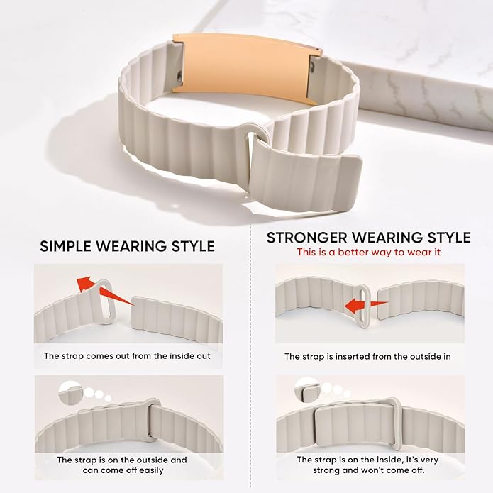 Comfortable Medical ID Bracelet for Men & Women - Custom Engraved Silicone Strap Comfort Fit Medical Alert Bracelets for Sports,Adjustable Waterproof Customizable Wristband for Diabetic