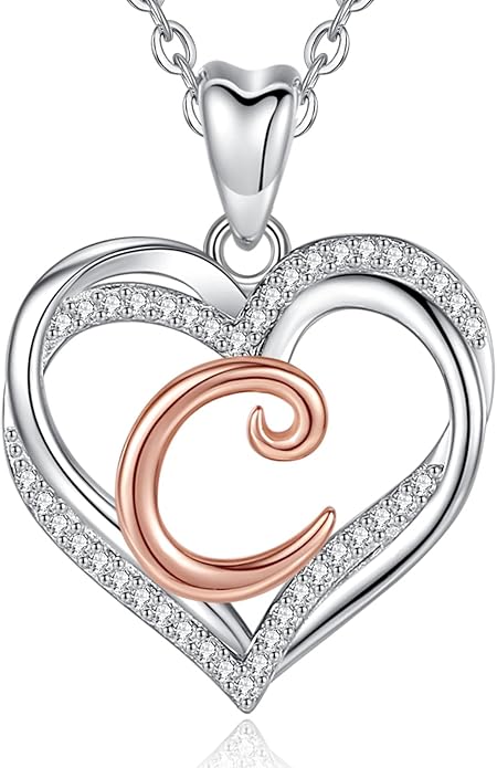 INFUSEU Unique Initial Necklaces for Women Girls Small Heart Letter Jewelry, Meaningful Personalized Gifts