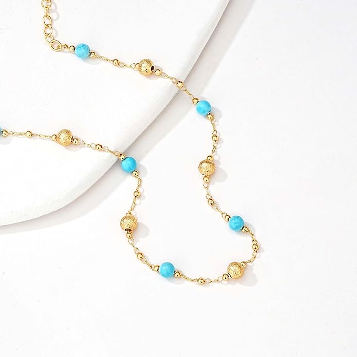 MTMY Gold Anklets for Women 14K Gold Plated Tiny Bead Anklet Colorful Tassel Foot Chain Dainty Adjustable Cute Summer Beach Boho Anklets Jewelry Gift