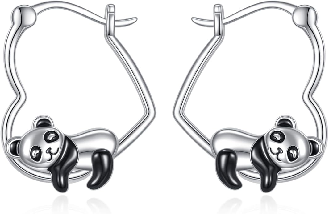 YFN Animal Earrings Sterling Silver Animal Heart Hoop Dangle Earrings Cute Jewelry Gifts for Women