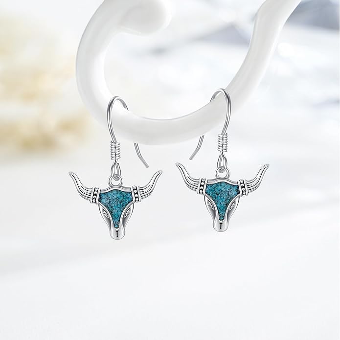 Western Earrings for Women 925 Sterling Silver Turquoise Western Country Dangle Drop Earrings Country Jewelry Gifts for Cowgirl Cowboy