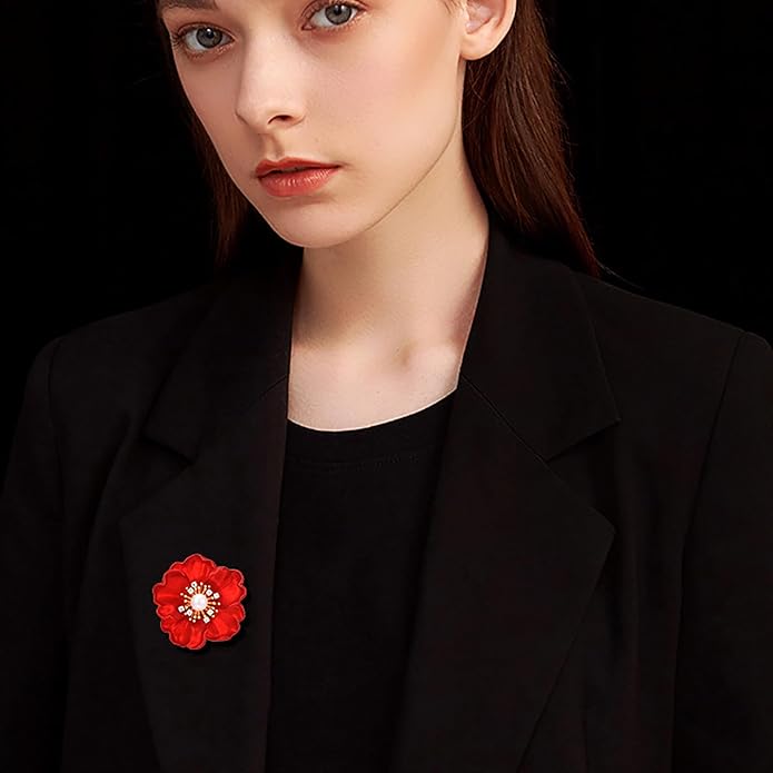 AILONMEI Red Rose Flower Brooches and Pins for Women Costume Jewelry Brooch Pins Broches Jewelry for Women Elegant Lady Pin