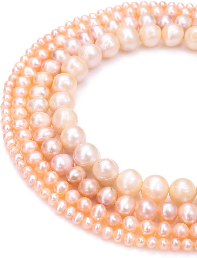 BEADIA Natural Pearl Beads Potato 8-9mm Pink Freshwater Cultured Loose Gemstone Beads for DIY Jewelry Making 13.8''/Strand