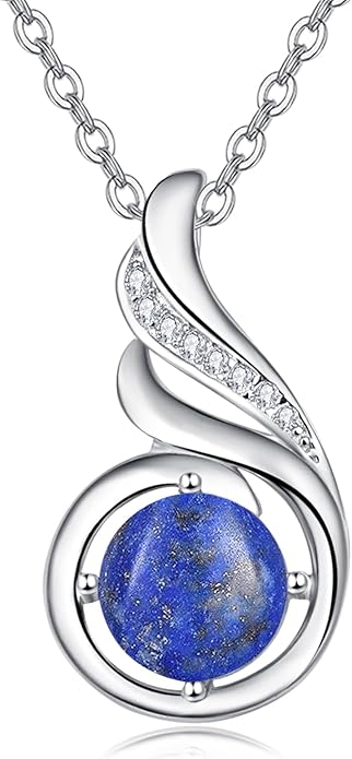 TANGPOET Birthstone Gemstone Necklaces for Women 925 Sterling Silver Dainty Pendant Jewelry Valentines Mothers Day Christmas Birthday Gifts for Mom Girlfriend Wife Daughter