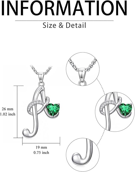 Christmas Gifts for Women Alphabet A to Z Initial Birthstone Pendant Necklaces for Women - 18k White Gold Plated Personalized Name Jewelry Valentine Mothers Day Birthday Gifts for Women Her Girlfriend