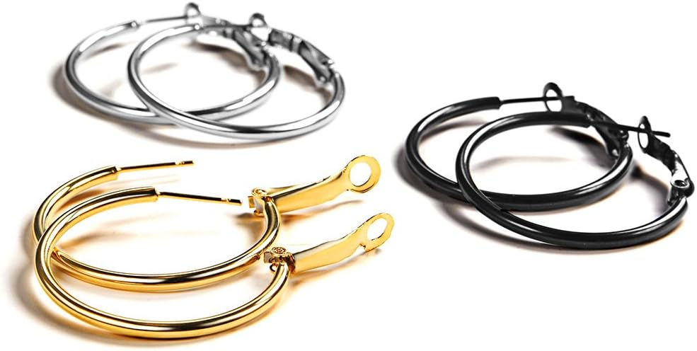 FOCALOOK 14K Gold Plated Lightweight Large Hoops| 2mm Thin Hoop Earrings for Women 30/40/50/70/100mm