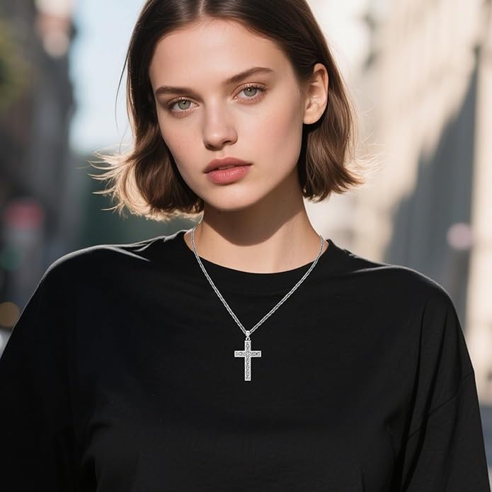 Cross Necklace for Men 925 Sterling Silver Celtic Cross Pendant Christian Jewelry Religious Christmas Gifts for Women