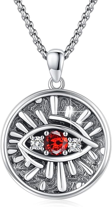 Evil Eye Necklace for Women 925 Sterling Silver, Protection Necklace with Blue Evil Eye Charm, Evil Eye/Lotus Pendant Jewelry, Birthday Christmas Gifts for Her