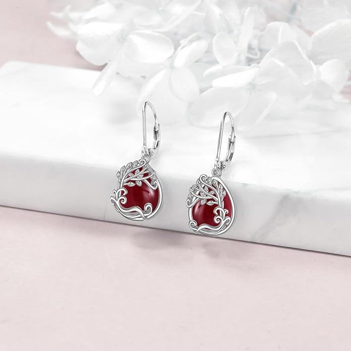 Moonstone Filigree Drop Dangle Teardrop Earrings 925 Sterling Silver Moonstone Leverback Earrings for Women Jewelry Gifts