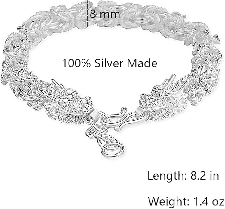 Italian Handmade Sterling Silver Mens Bracelets | Solid S925 Chain Bracelets for Men | Men's Silver Bracelet Gift for Dad, Boyfriend, Son, My Man