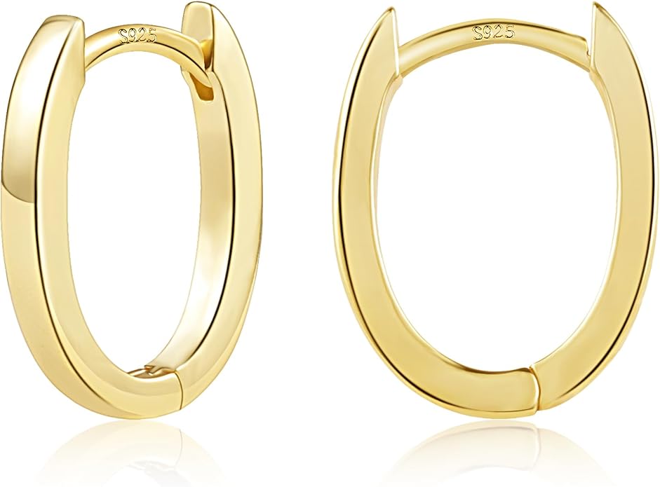 925 Sterling Silver Earrings Small Chunky Silver Earrings for Women Trendy 14K Gold Plated Hypoallergenic Cute Thick Huggie Hoops Earing Jewelry for Women Gifts