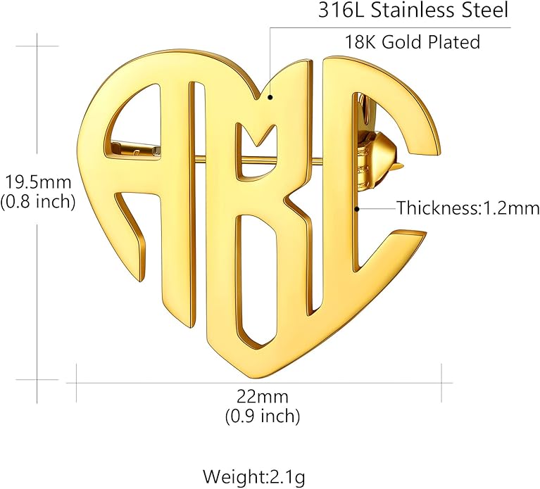 Custom4U Custom Name Pin Personalized Brooch Pins for Women Men Stainless Steel Name Tag with Letters/Initials - Silver/Gold/RoseGold/Black Customized Jewelry Gifts for Birthday Wedding Business Party