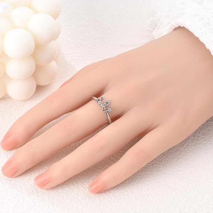 NARMO 925 Sterling Silver Rings for Women Evil Eyes Rings Entwined Line Cubic Zirconia Rings Simple Stackable Finger Rings Engagement Ring Personality Rings Size 6-9