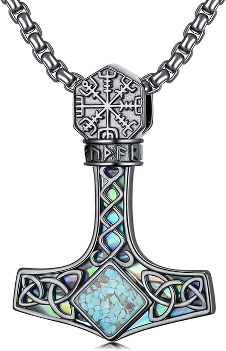 Suiknsn Arrowhead Necklace for Men Women 925 Sterling Silver Turquoise Malachite Celtic/Eye of Horus/Viking Arrow Pendant Amulet Jewelry Gifts Native American Necklace