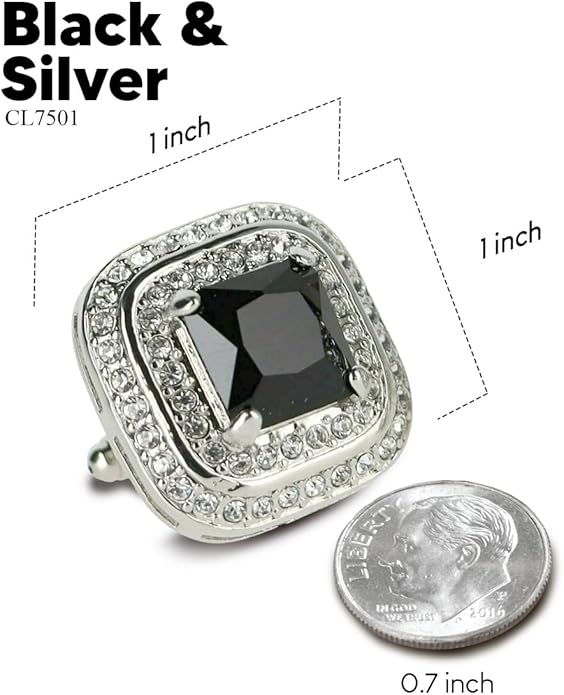 Vittorio Vico Square Colored Crystal Double Diamond Set Cufflinks
