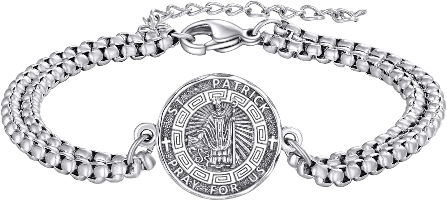 YFN Patron Saint Bracelet Sterling Silver Religious Protector Bracelet Jewelry Gift for Women Men