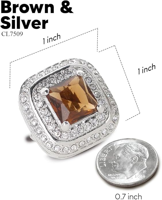 Vittorio Vico Square Colored Crystal Double Diamond Set Cufflinks