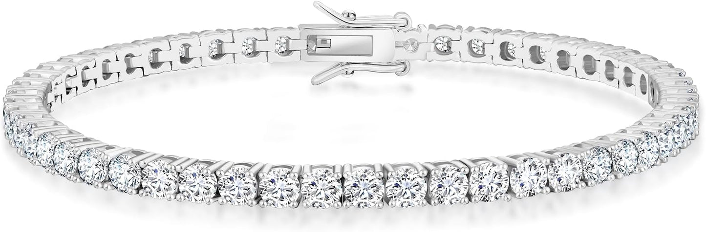 KRKC Tennis Bracelet for Women 14K White Gold Plated, AAAAA+ Classic Cubic Zirconia Bracelet with 2mm-5mm Width, Durable Gold Bracelets Jewelry Christmas Gift, Size 6.5-8 Inches Hypoallergenic