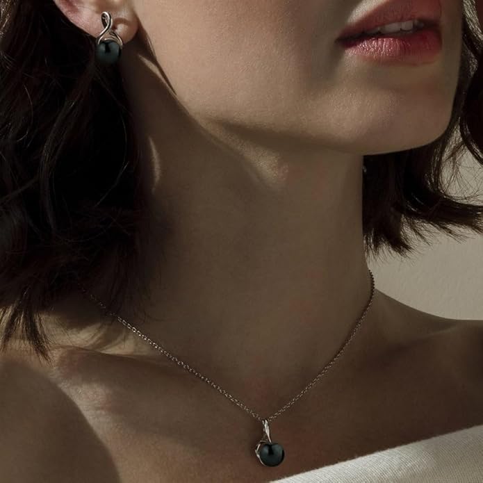 The Pearl Source Real Pearl Pendant for Women with Genuine AAA Quality Black Tahitian Cultured Pearl with Infinity Design | 14K Gold Plated 925 Sterling Silver Necklace with 16"-20" Adjustable Chain