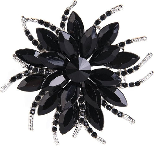 Rhinestone Large Flower Brooches Pins for Women Fashion Sparkly Crystal Sunflower Statement Brooch Unique Wedding Party Suit Dress Jewelry Accessories