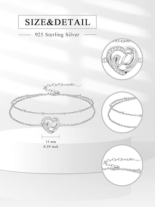 Dorunmo Initial Anklet 925 Sterling Silver Letter A-Z Layered Heart Anklet Beach Jewelry Birthday Gifts for Women