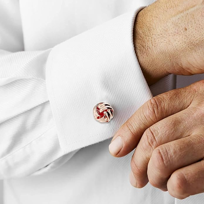 HAWSON Knot Cufflinks and Shirt Studs for Men in Gold or Silver Tone, Matching with White and Black Tuxedo, Suitable for Wedding Day or Formal Occasion.