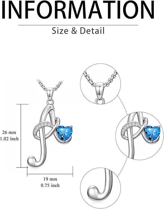 Christmas Gifts for Women Alphabet A to Z Initial Birthstone Pendant Necklaces for Women - 18k White Gold Plated Personalized Name Jewelry Valentine Mothers Day Birthday Gifts for Women Her Girlfriend