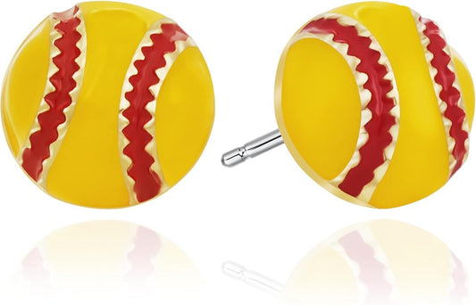 SmileBelle Sterling Silver Sports Earrings, Hypoallergenic Volleyball Earrings, Soccer, Basketball Baseball Softball Stud Jewelry for Women Mom as Game Day Gifts Sports Fan Teen Stuff Accessories
