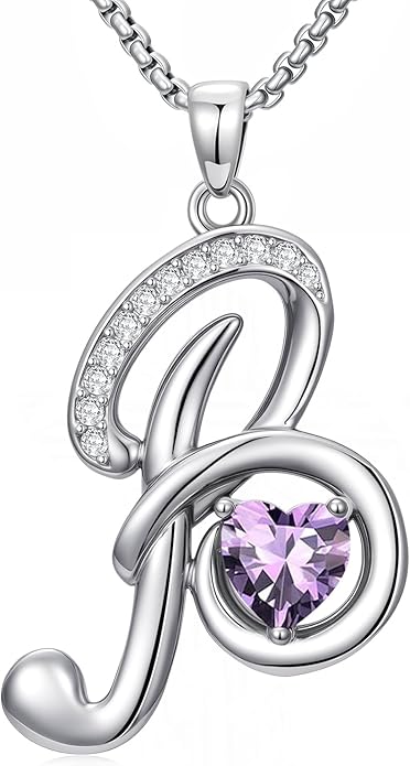 Christmas Gifts for Women Alphabet A to Z Initial Birthstone Pendant Necklaces for Women - 18k White Gold Plated Personalized Name Jewelry Valentine Mothers Day Birthday Gifts for Women Her Girlfriend