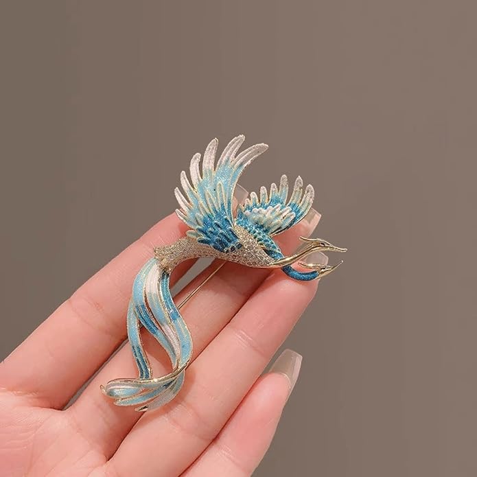 Chinese Phoenix Brooch for Women, Exquisite Vintage Enamel Boutonniere, Elegant Coat and Suit Pendant Necklace