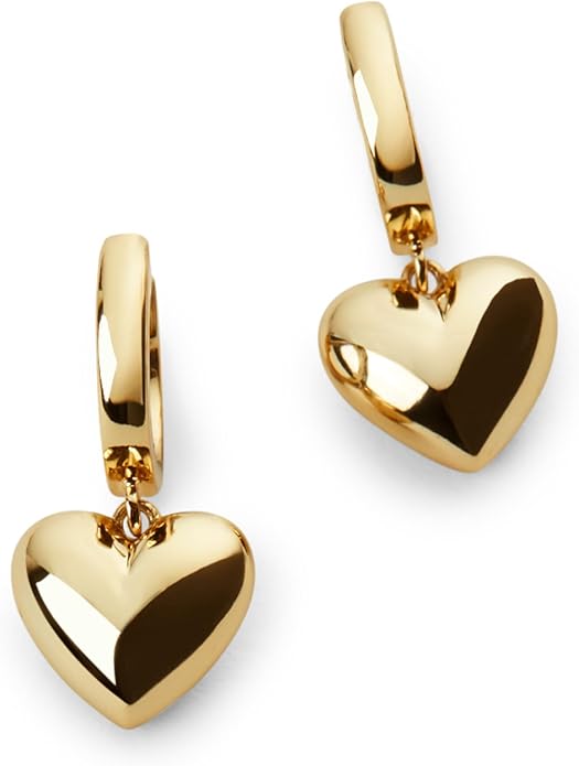 Ana Luisa Puffed Heart Earrings - Heart Charm Huggie Hoops and Earring Stud Styles - Dainty 14K Gold Plated, Silver Rhodium Plated & Mixed Metal Silver & Gold Earrings - Hypoallergenic Water-Resistant