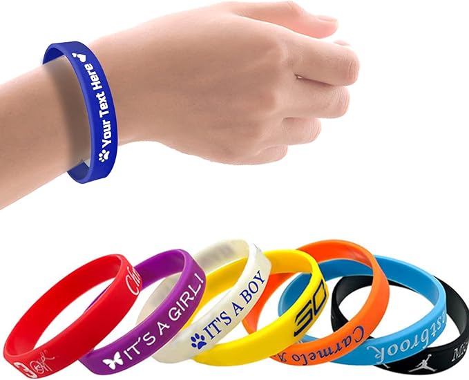 Custom Silicone Wristbands Bulk 1/5/25/50/100/200 PCS Personalized Rubber Bracelets Wristbands for Events,Support, Fundraisers, Motivation, Awareness(Blue)