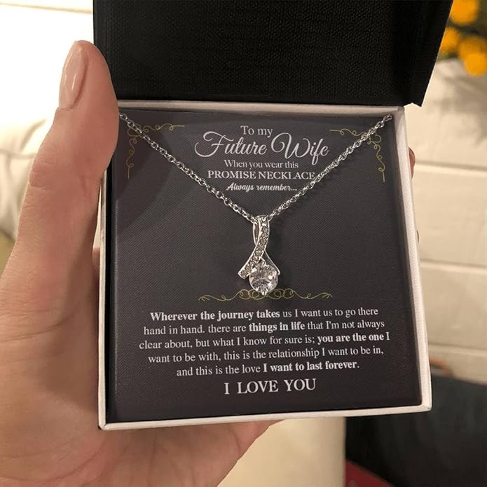 To My Future Wife Necklace - Promise Necklace For Her, Fiance Gifts For Her, Birthday Gifts For Future Wife With Message Card, To My Soulmate Necklace For Women Women Romantic Jewelry With Message Card, Gift Box