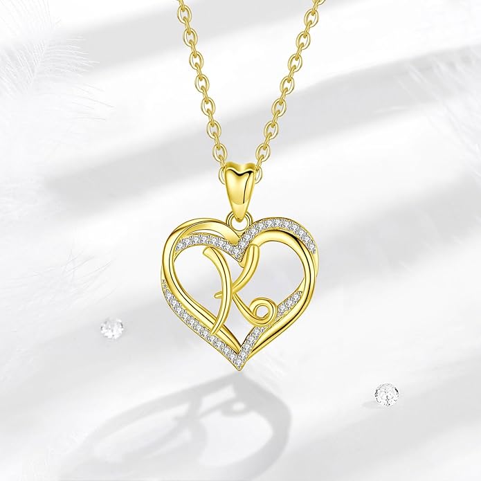 INFUSEU Unique Initial Necklaces for Women Girls Small Heart Letter Jewelry, Meaningful Personalized Gifts
