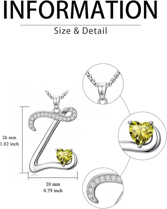Christmas Gifts for Women Alphabet A to Z Initial Birthstone Pendant Necklaces for Women - 18k White Gold Plated Personalized Name Jewelry Valentine Mothers Day Birthday Gifts for Women Her Girlfriend