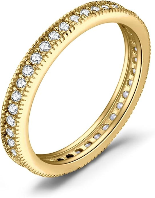 JewelryPalace 14K Gold Plated 925 Sterling Silver Rings for Women, Cubic Zirconia Promise Rings for Her, Stackable Wedding Bands Rings for Women Set Size 4-12