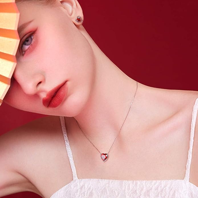 Aurora Tears 925 Sterling Silver 12 Birthstone Hearts Jewelry Women Crystal Wedding/Engagement/Bridal Heart Necklace/Earring/Ring/Bracelet Sets Jewellery