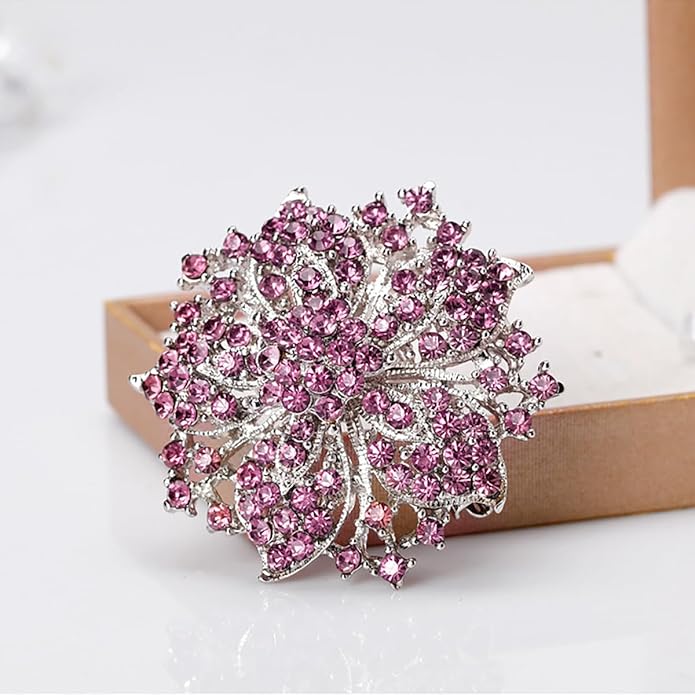 Rhinestone Bauhinia Flower Brooch Pin - Elegant Clothing Accessory for Women - Big Crystal Flower Brooch for Christmas, Halloween, Birthday, Party, Wedding Costume Jewelry